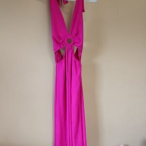 Elegant Pink Halter Dress